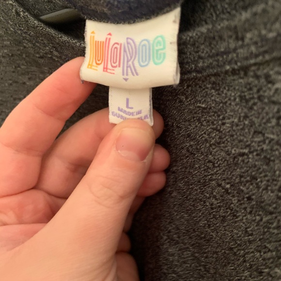 LuLaRoe Carly Mid-Length HighLow Gray & Pink Dress - Picture 3 of 4